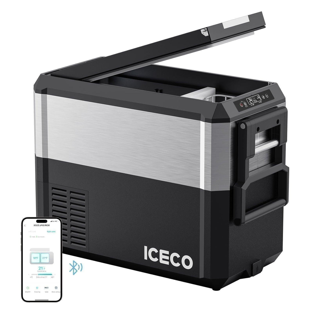 ICECO JP50 Pro Dual Zone Wheeled 51QT Portable Cooler Silver